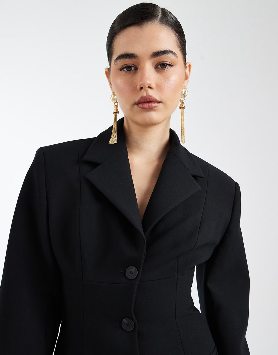 ASOS ASOS DESIGN moulded cinch blazer dress in black - 3