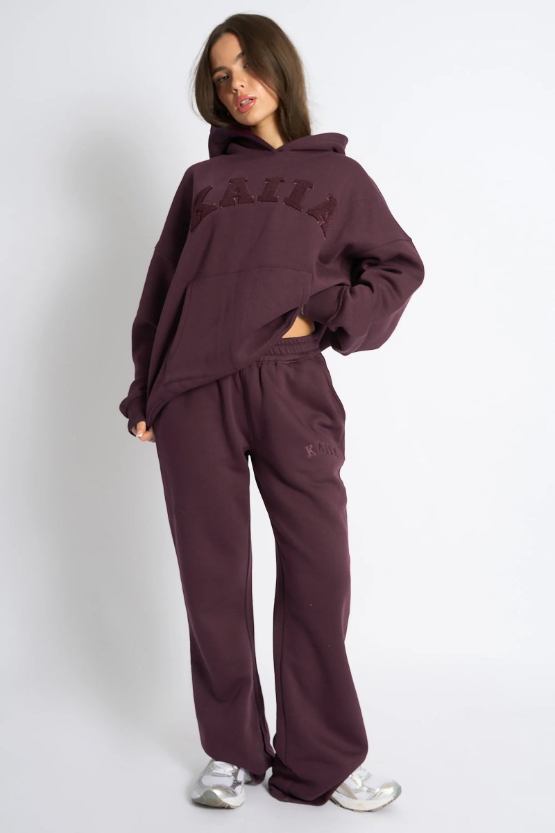 Kaiia Kaiia Logo Wide Leg Joggers Cherry - 2