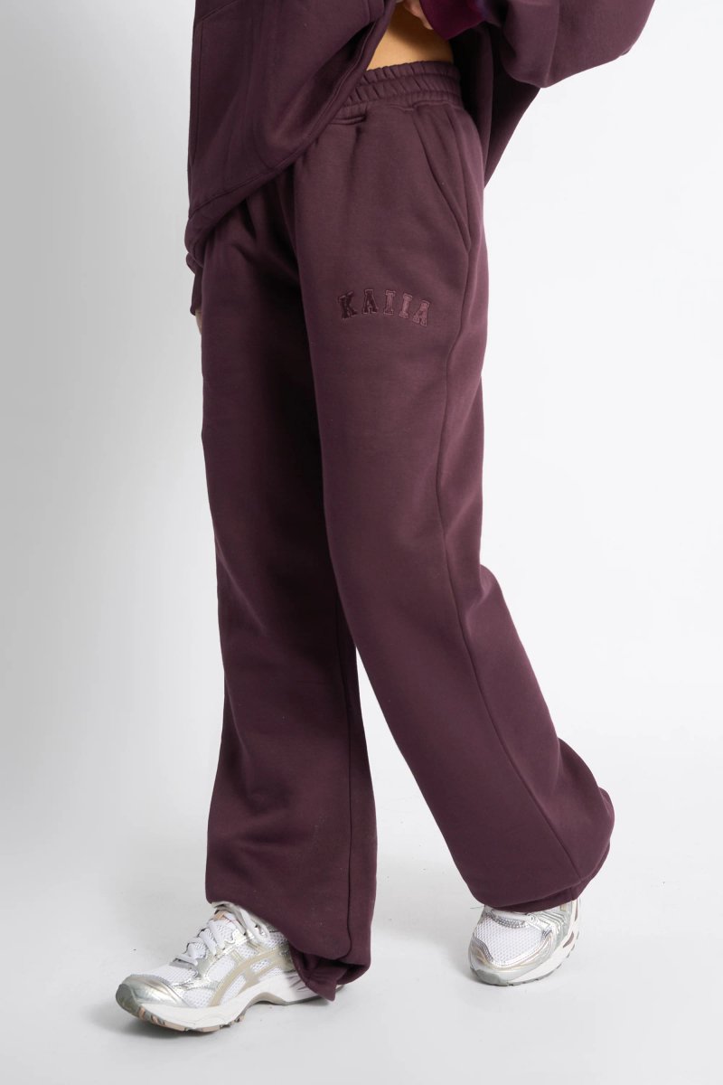 Kaiia Kaiia Logo Wide Leg Joggers Cherry - 3