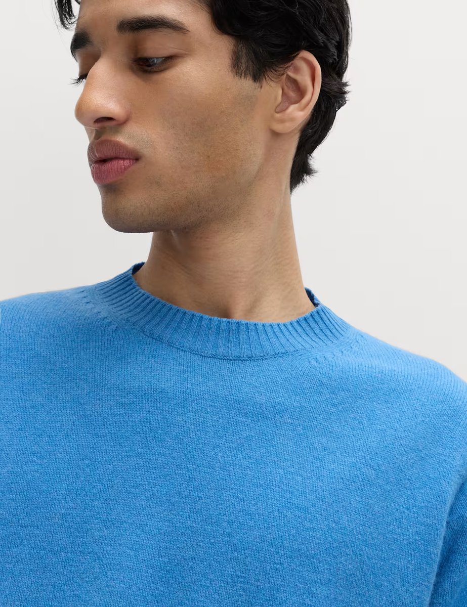 Marks & Spencer M&S Pure Lambswool Crew Neck Jumper Gentian Blue - 3