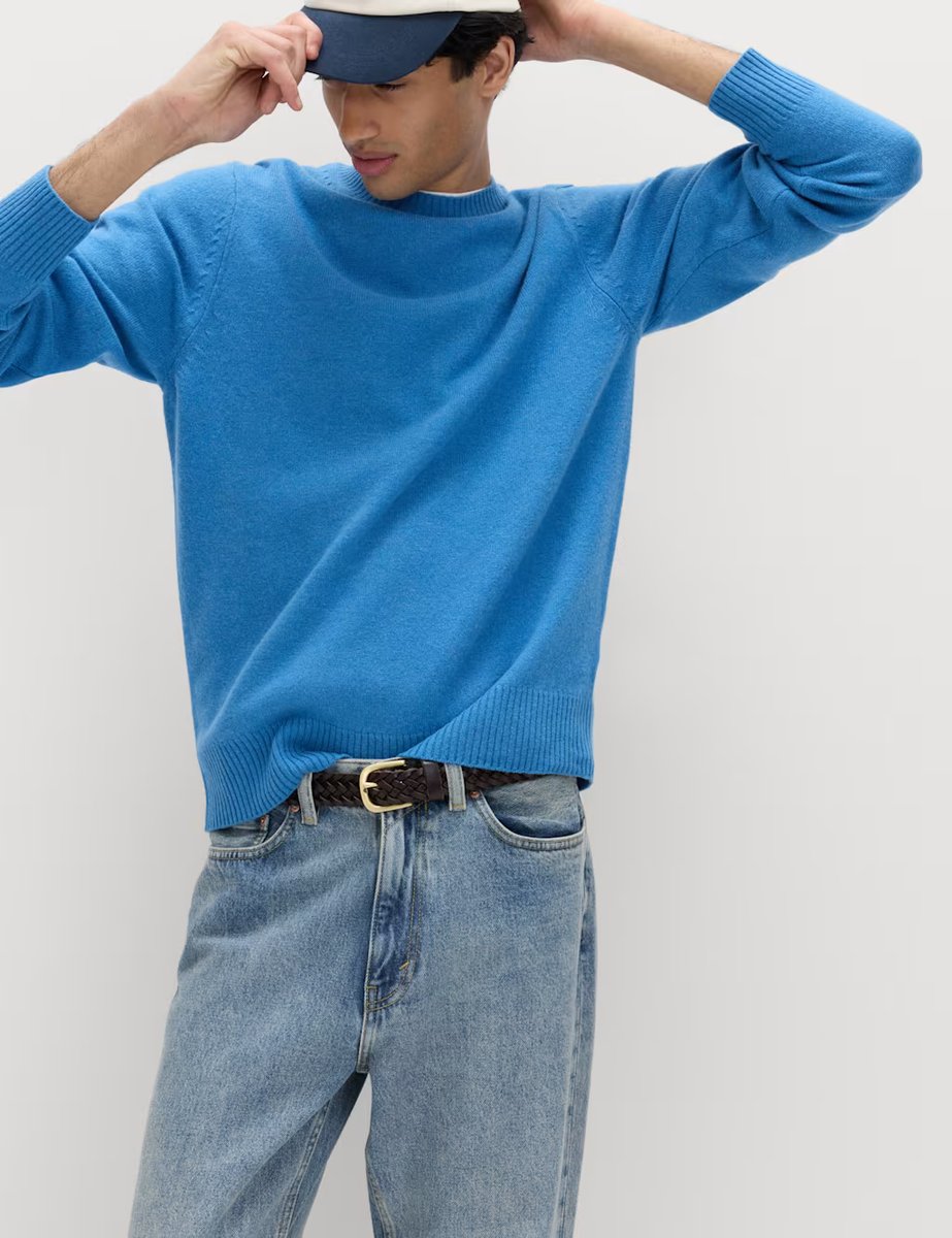 Marks & Spencer M&S Pure Lambswool Crew Neck Jumper Gentian Blue - 4