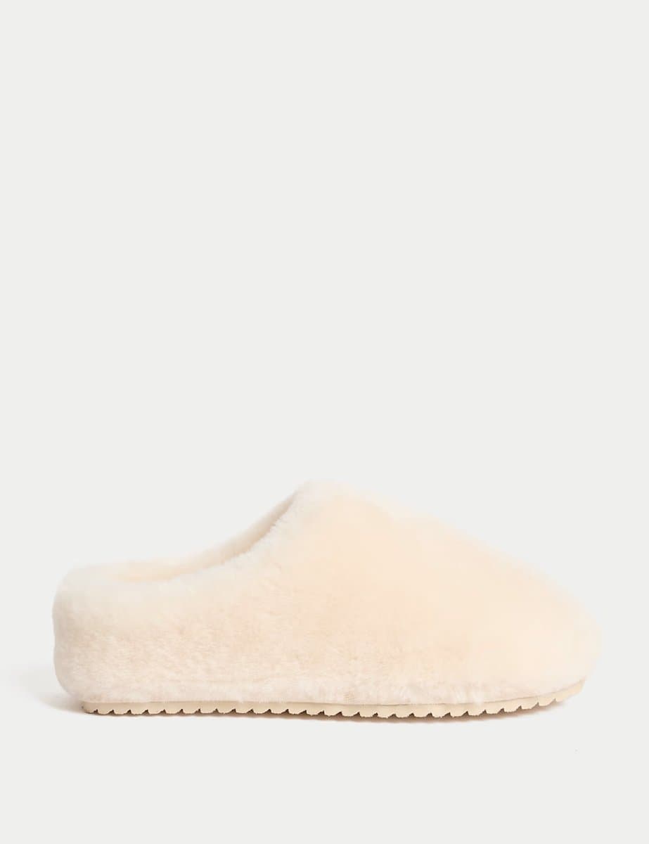 Marks & Spencer M&S Shearling Mule Slippers Cream