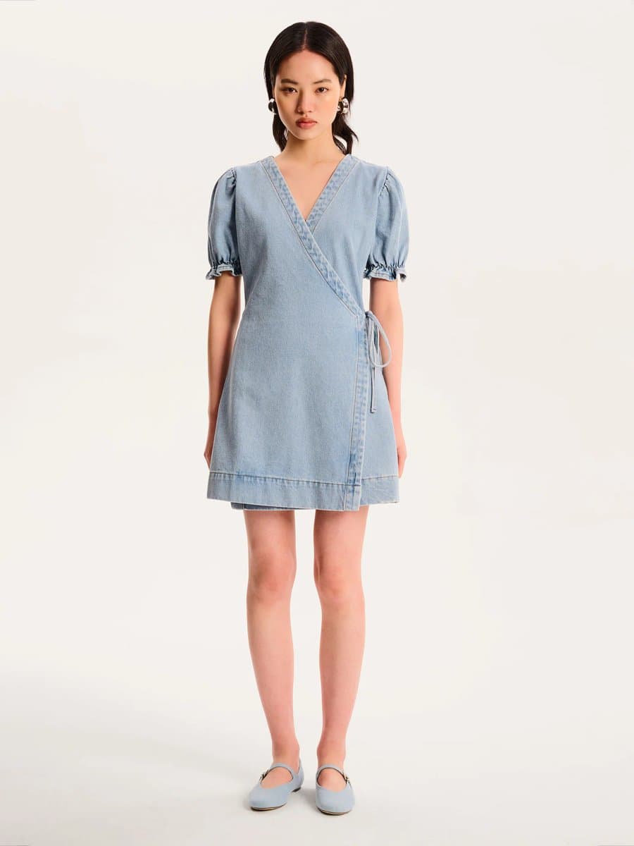 OMNES Mikayla Dress in Light Wash