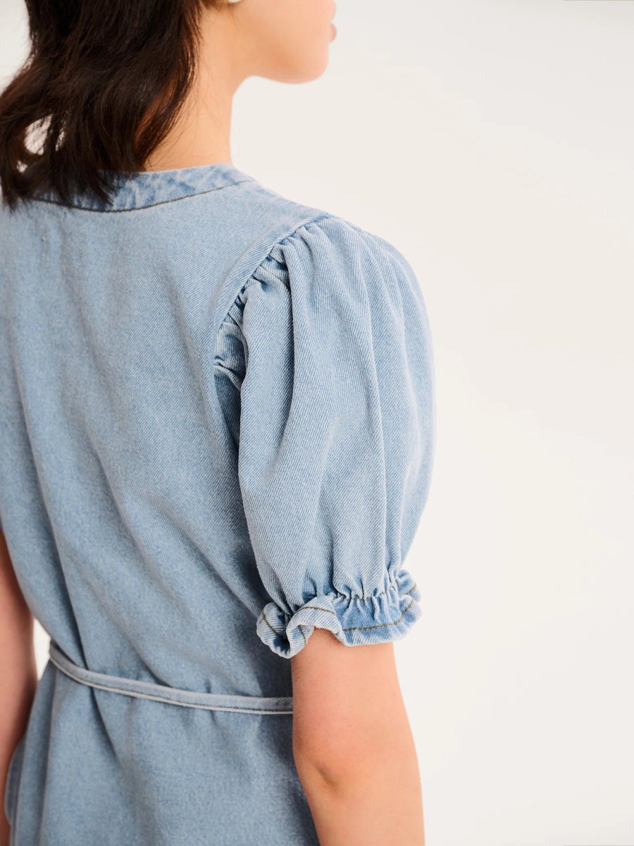 OMNES Mikayla Dress in Light Wash - 4