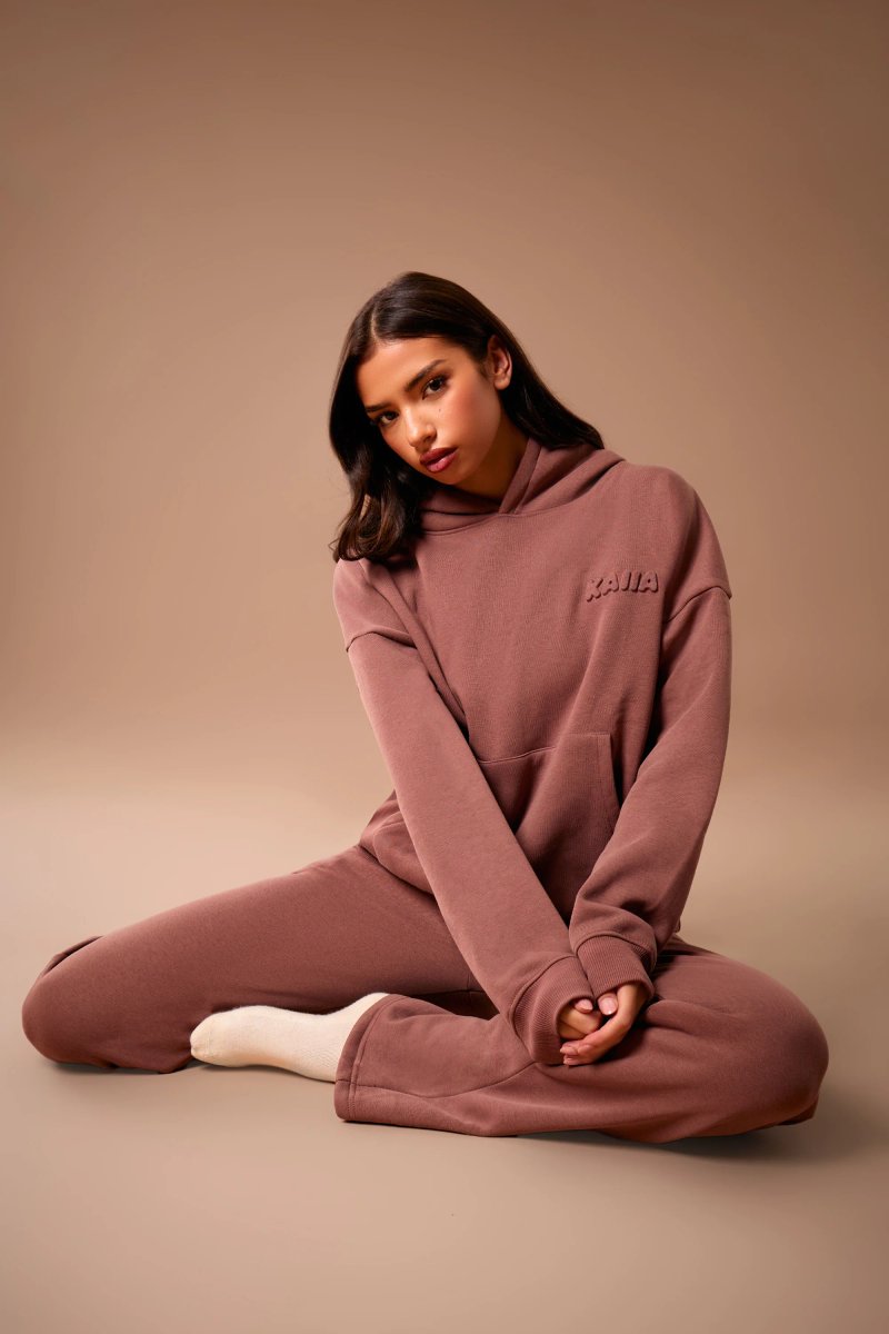 Kaiia Kaiia Embossed Bubble Logo Oversized Hoodie Nutmeg - 3