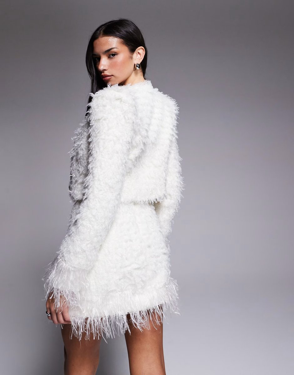 ASOS ASOS LUXE co-ord knitted jacket with embellished buttons in white - 2