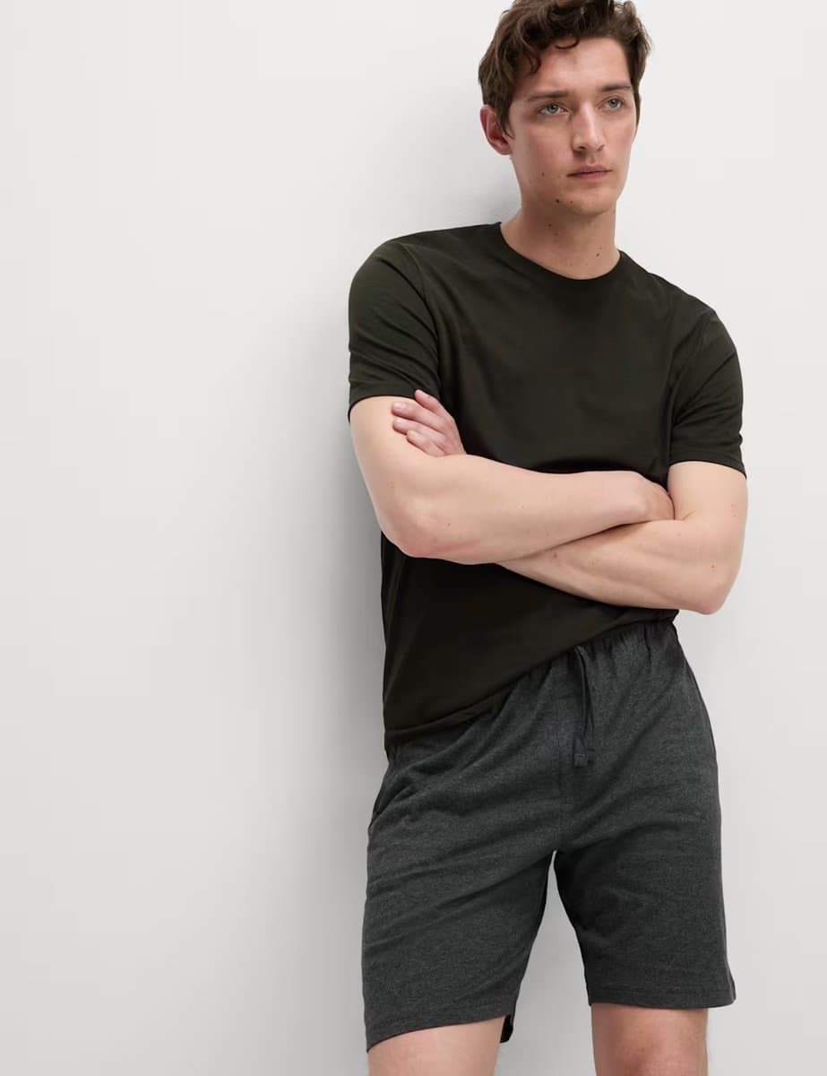 Marks & Spencer M&S Pure Cotton Pyjama Set Khaki Mix