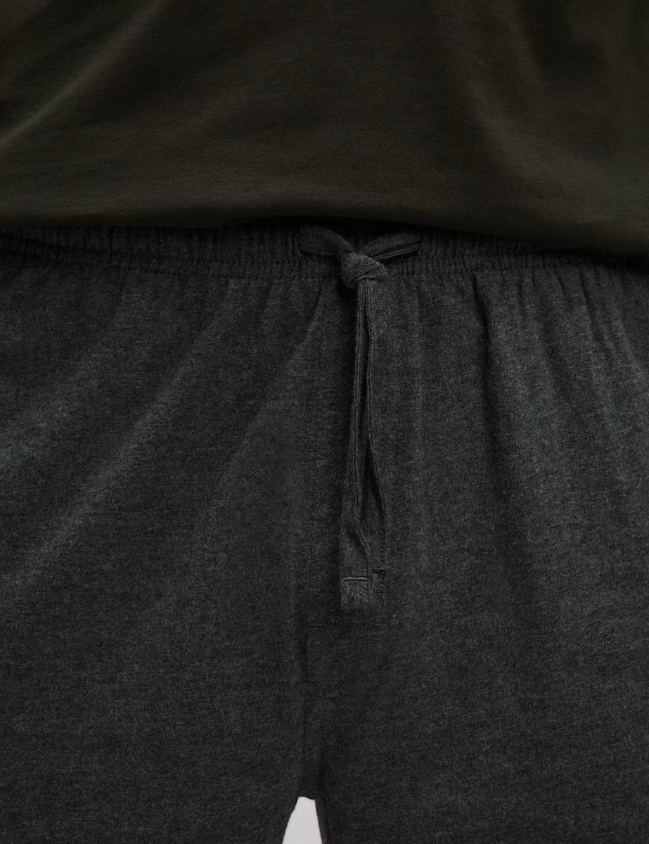 Marks & Spencer M&S Pure Cotton Pyjama Set Khaki Mix - 3