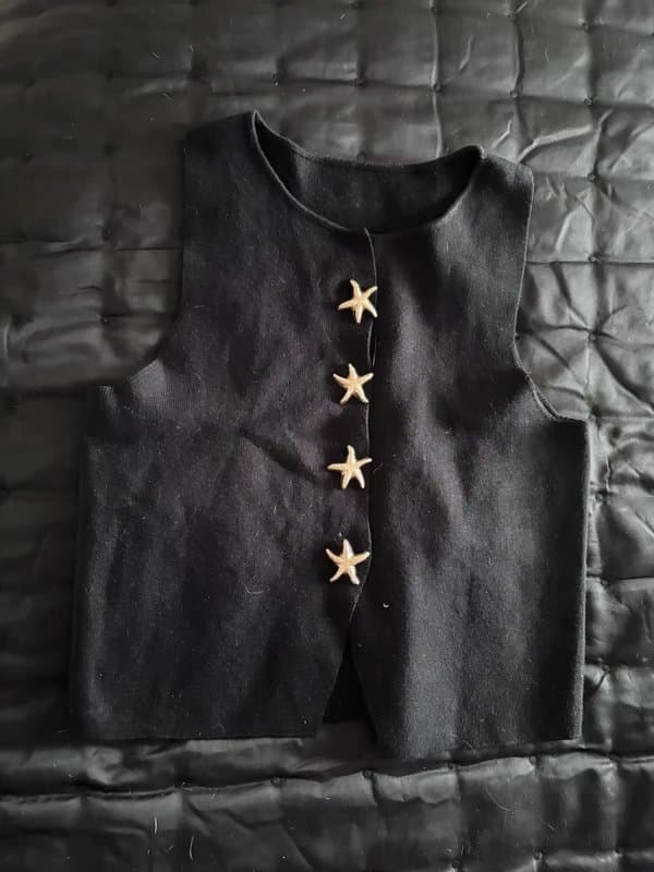 By Any Other Name Black starfish waist coat top