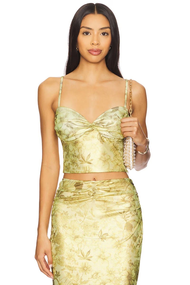 revolve Revolve GCDS Printed Lame Cami Top in Green
