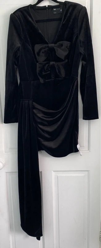 ASOS ASOS Luxe velvet bow detailed drape mini dress - UK Size 16 - 3