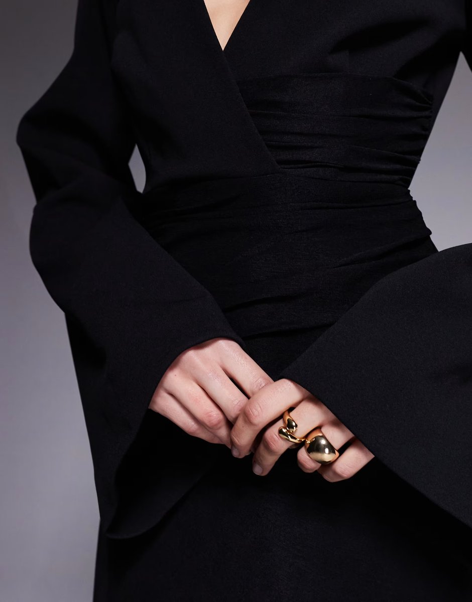 ASOS ASOS DESIGN mock blazer mini dress with shoulder pads and mesh overlay in black - 4