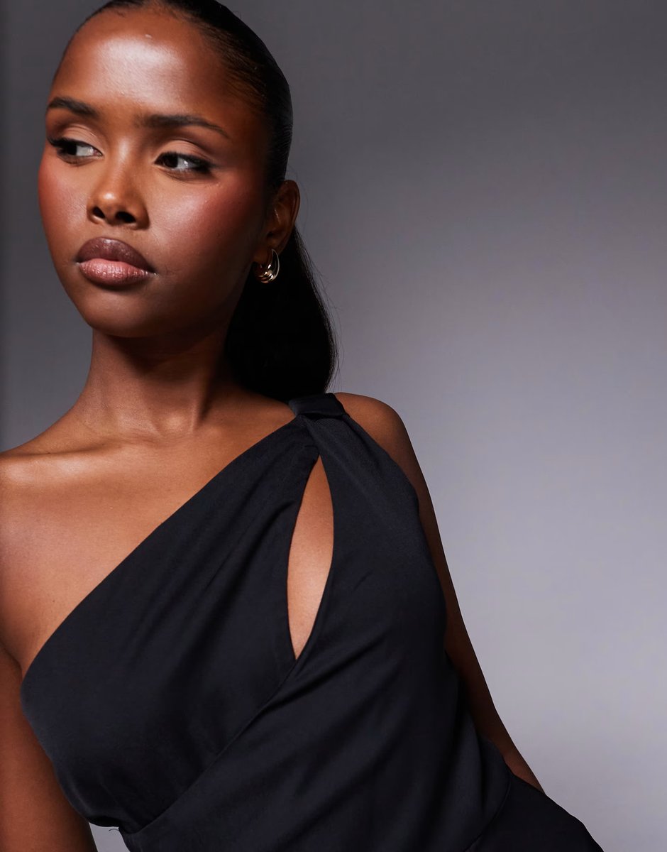 ASOS Vesper One shoulder wide leg jumpsuit in black - 4