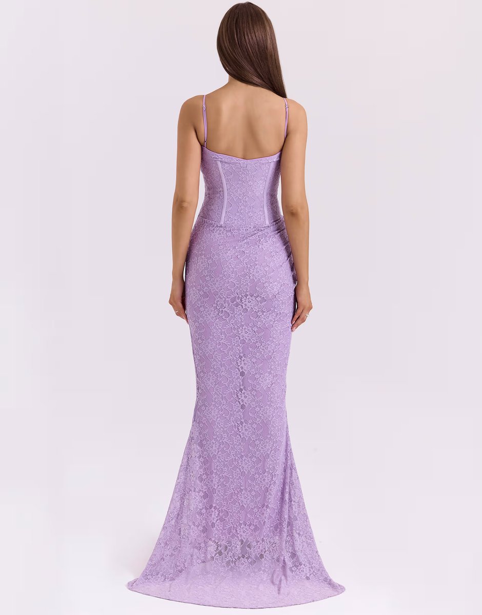 ASOS House of CB Antonina lace corset maxi dress in orchid - 2