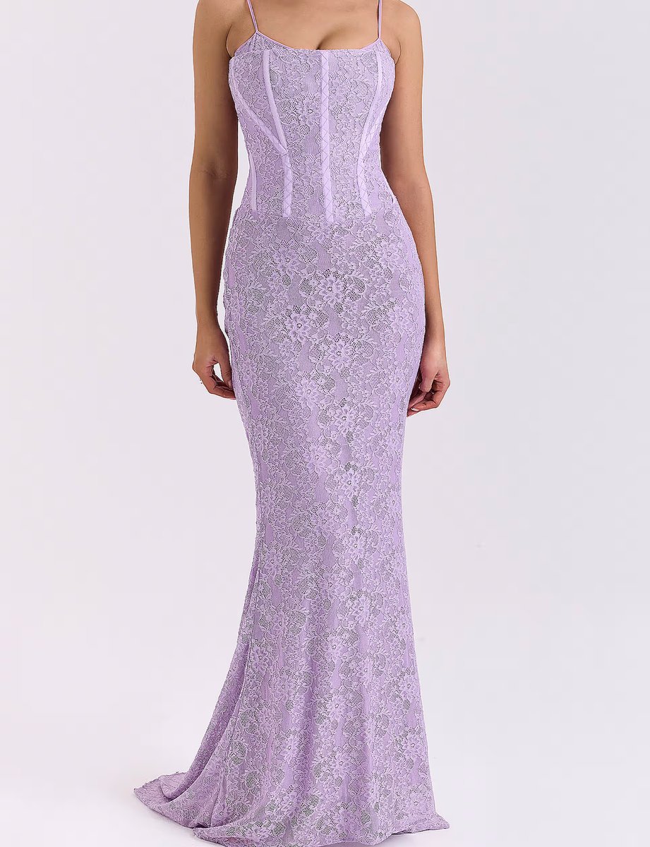 ASOS House of CB Antonina lace corset maxi dress in orchid - 3