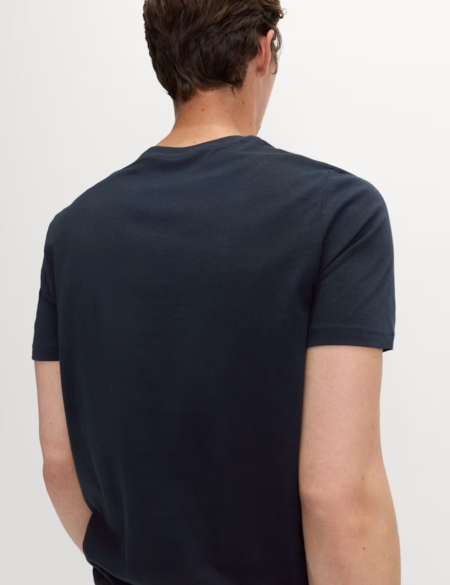 Marks & Spencer M&S Pure Cotton V Neck T-Shirt Navy - 4