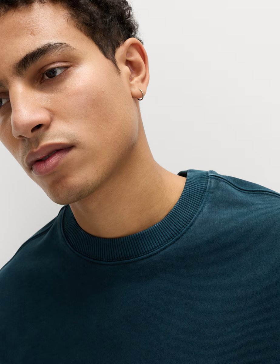 Marks & Spencer M&S Pure Cotton Garment Dye Sweatshirt Petrol - 2