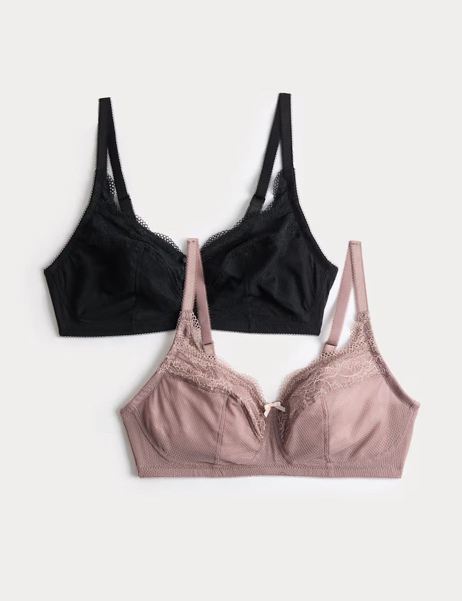 Marks & Spencer M&S 2 Pack Jasmine Lace Total Support Bras (B-H) Praline