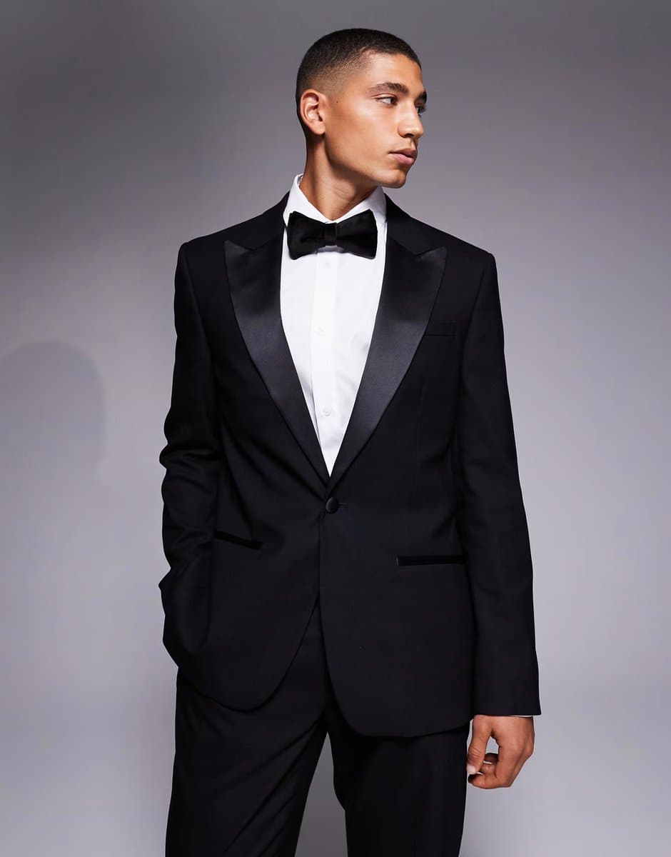 ASOS ASOS Slim Tuxedo Suit Jacket in Black
