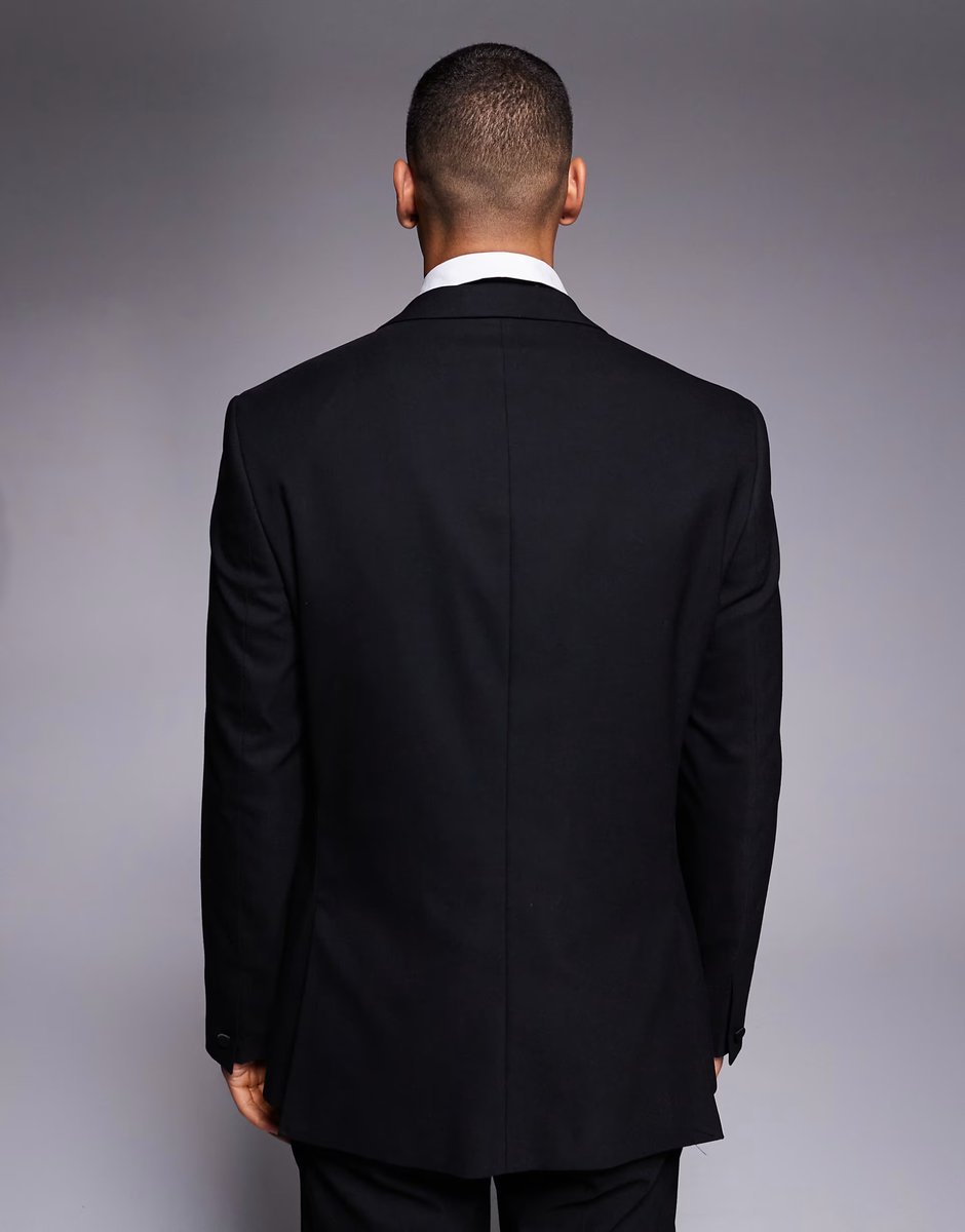 ASOS River Island slim tuxedo suit jacket in black - 3