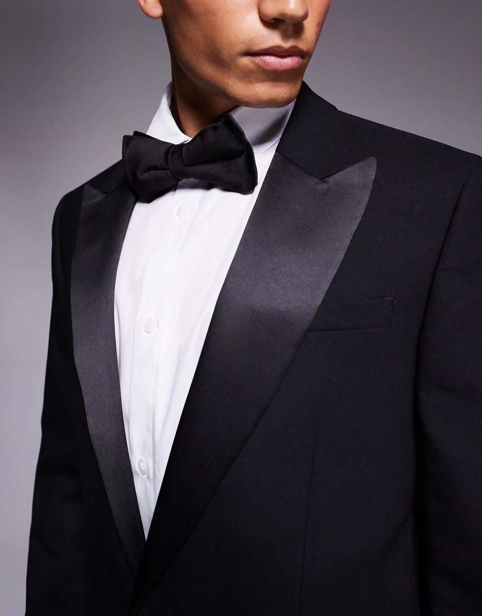 ASOS River Island slim tuxedo suit jacket in black - 4