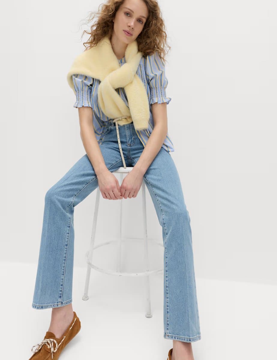 Marks & Spencer M&S High Waisted Flared Jeans Medium Indigo