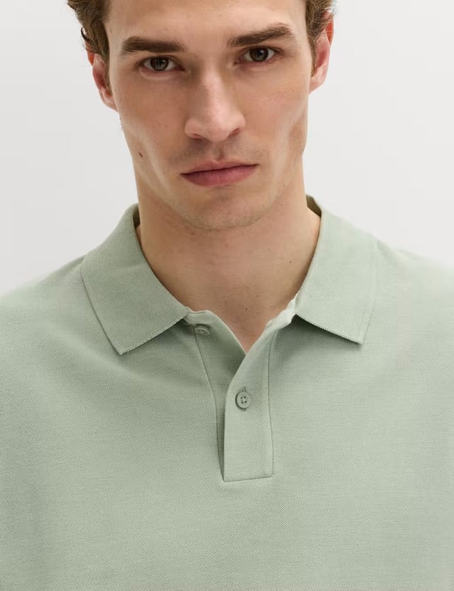 Marks & Spencer M&S Pure Cotton Garment Dyed Polo Shirt Pistachio - 2