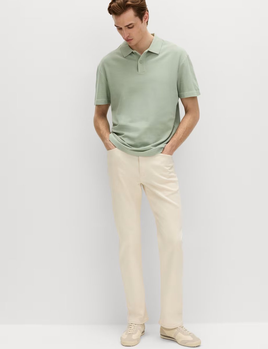 Marks & Spencer M&S Pure Cotton Garment Dyed Polo Shirt Pistachio - 4