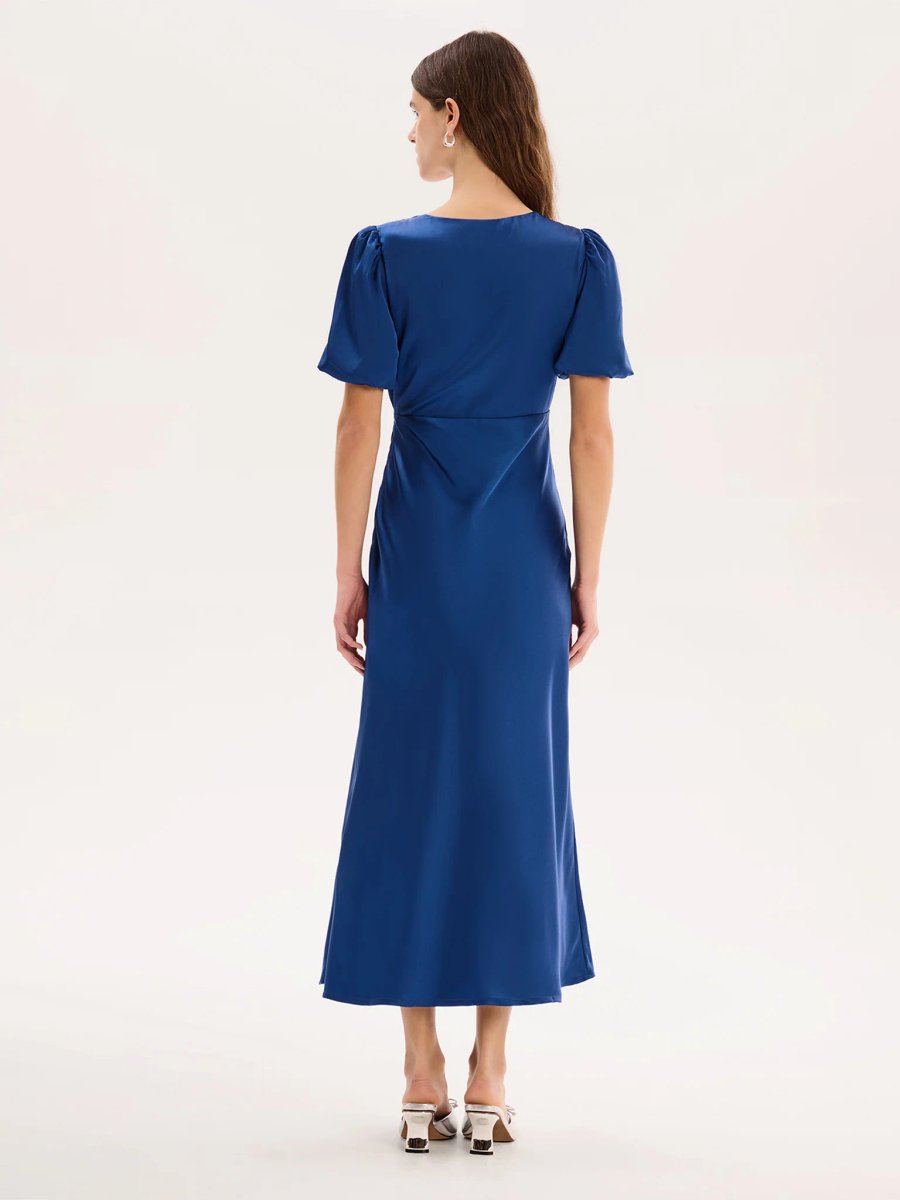 OMNES Rosie Puff Sleeve Dress in Navy - 3