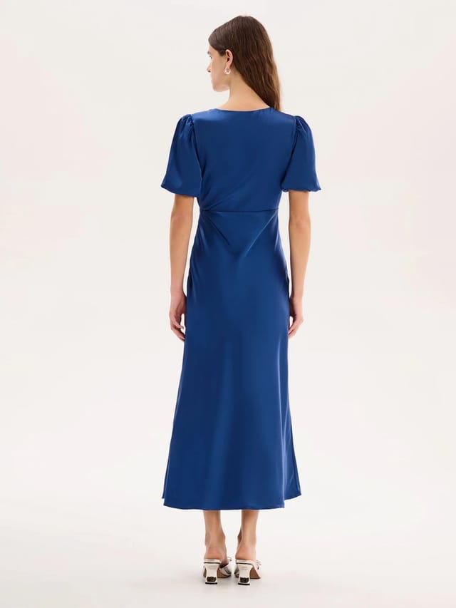 OMNES Rosie Puff Sleeve Dress in Navy - 3