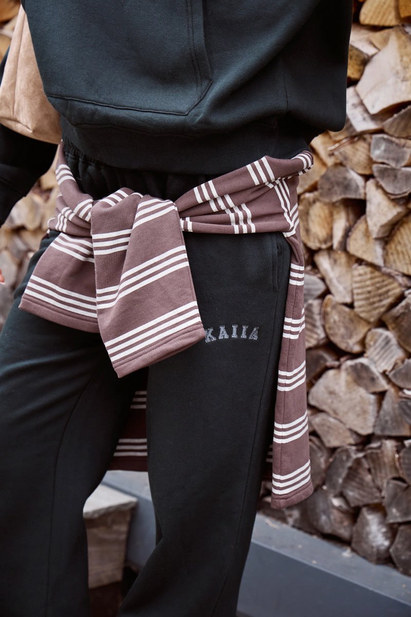 Kaiia Kaiia Slogan Low Rise Wide Leg Joggers Dark Pine Green - 4