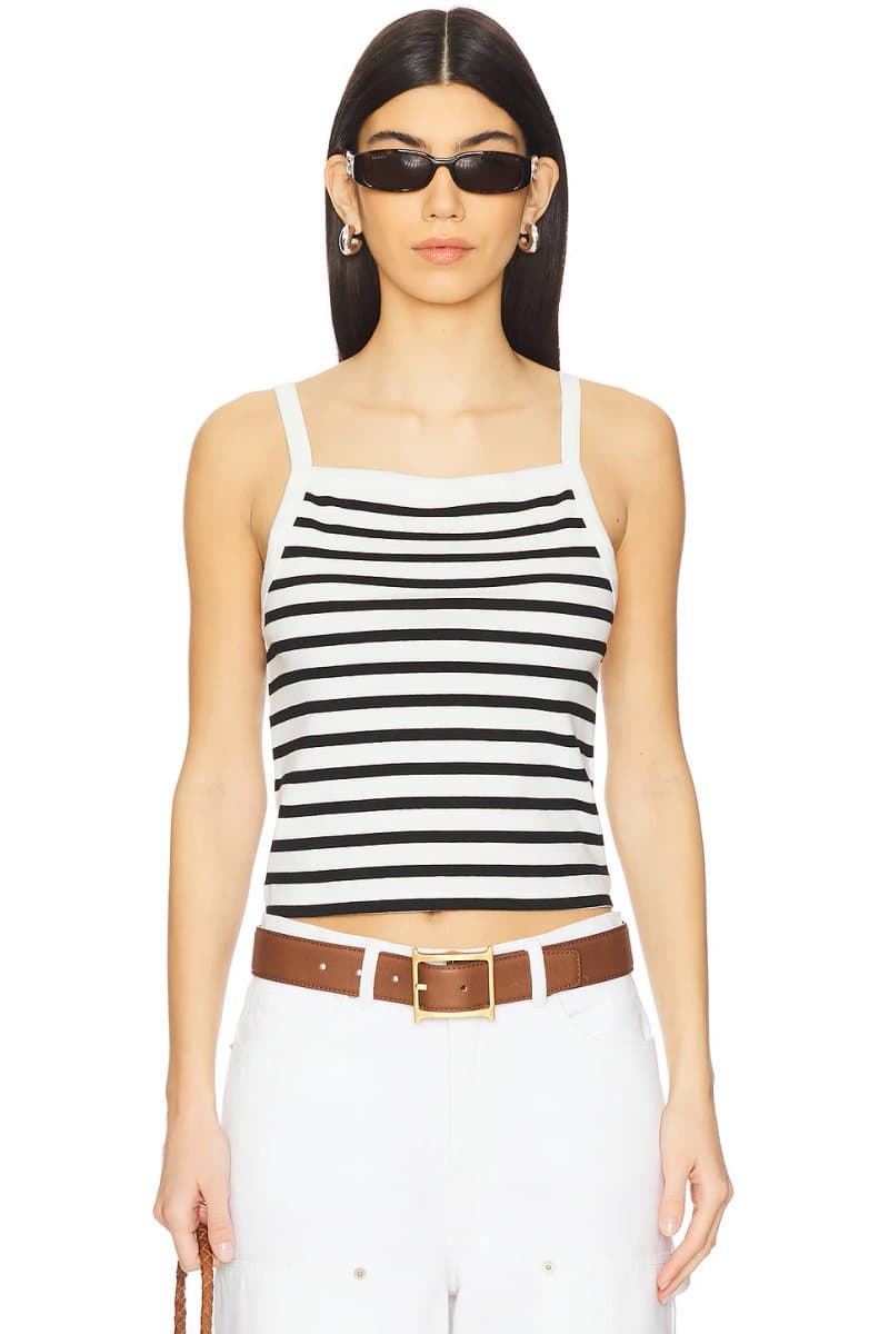 revolve Revolve Striped Cropped Tank Top in Ivory & Black