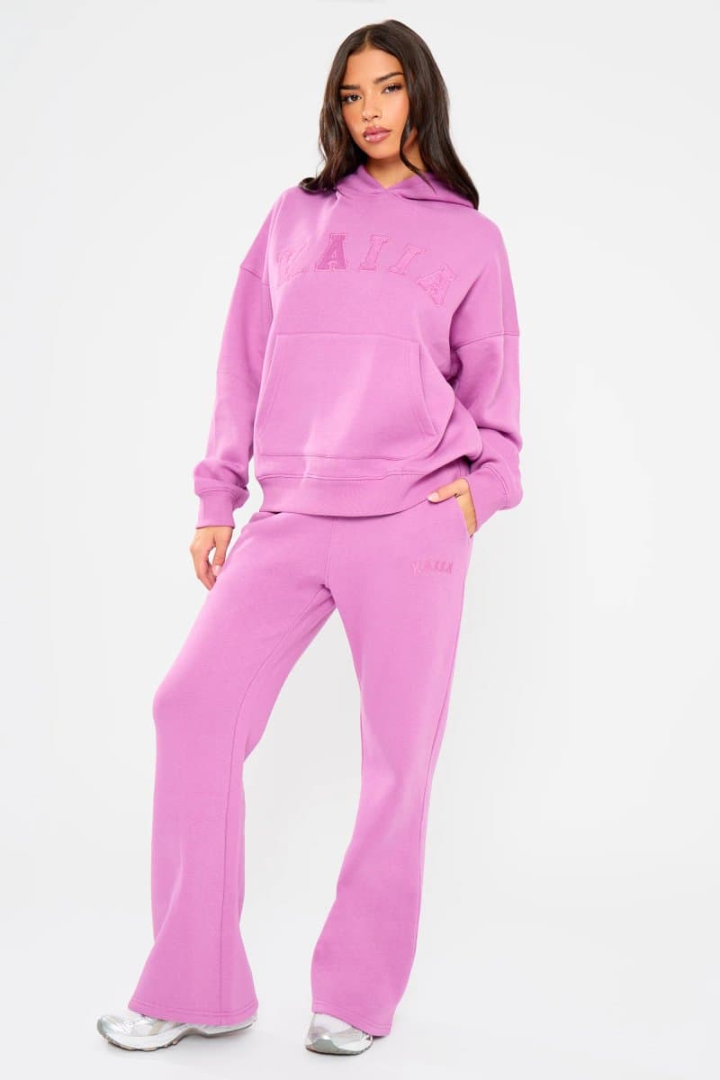 Kaiia Kaiia Slogan Wide Leg Joggers Fuchsia