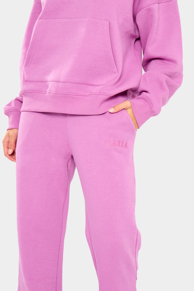 Kaiia Kaiia Slogan Wide Leg Joggers Fuchsia - 2