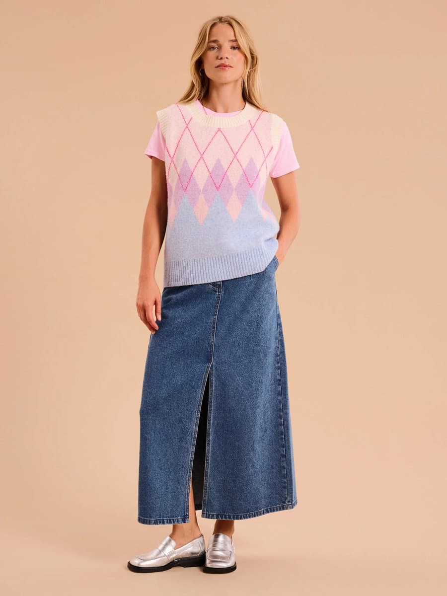 OMNES Bobbi Fluffy Argyle Vest