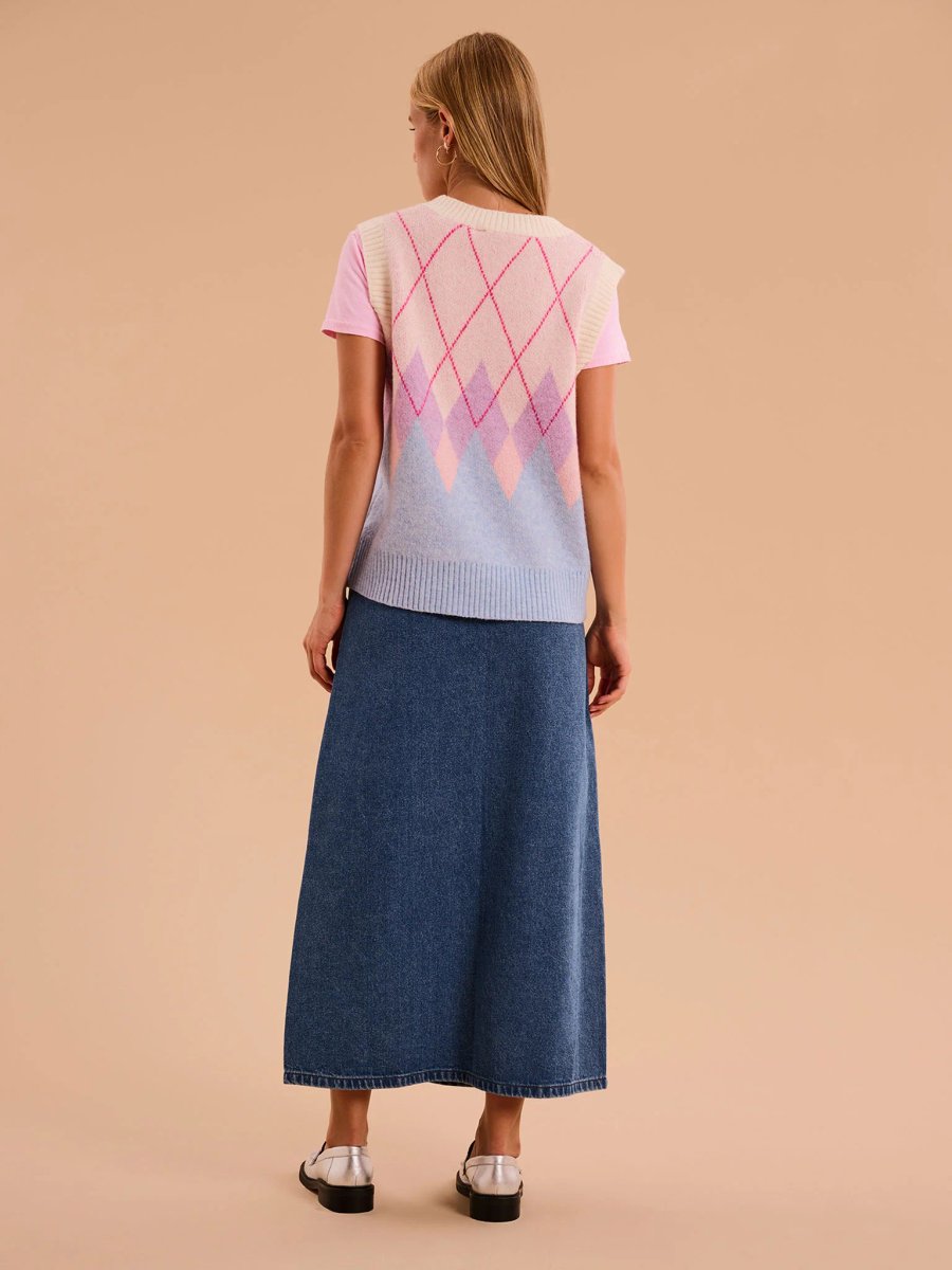 OMNES Bobbi Fluffy Argyle Vest - 2