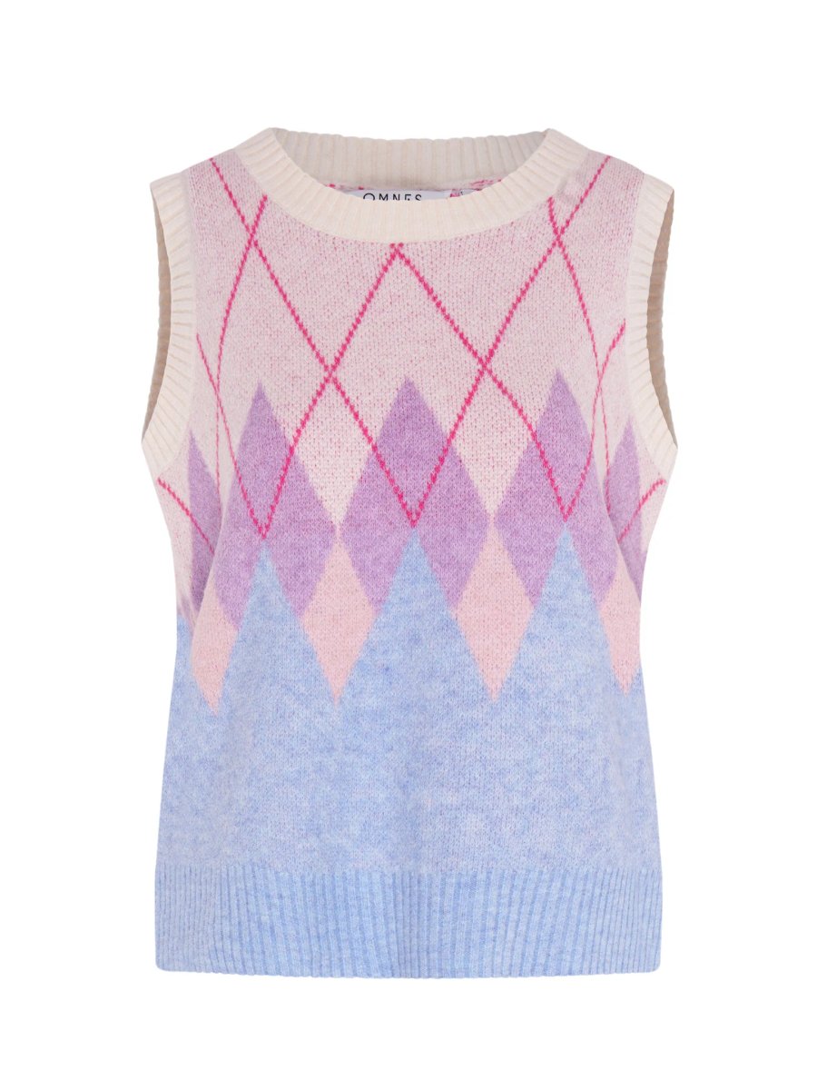 OMNES Bobbi Fluffy Argyle Vest - 4
