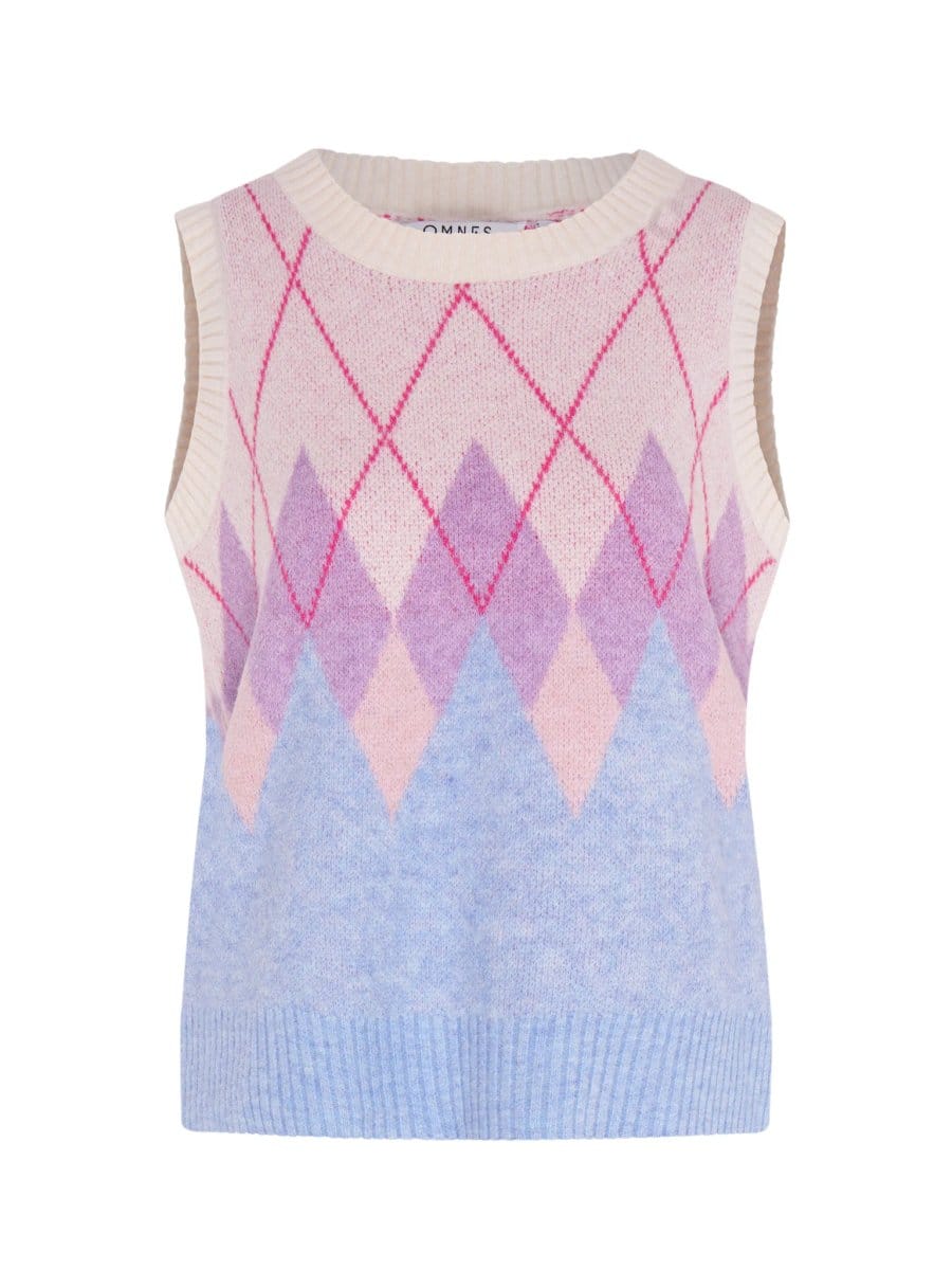 OMNES Bobbi Fluffy Argyle Vest - 4