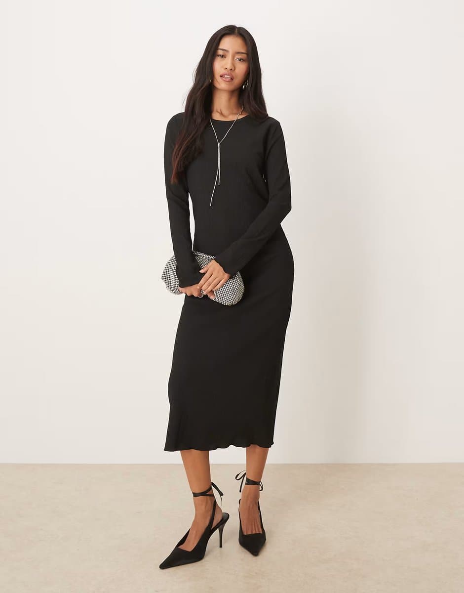 ASOS JDY textured midi dress in black