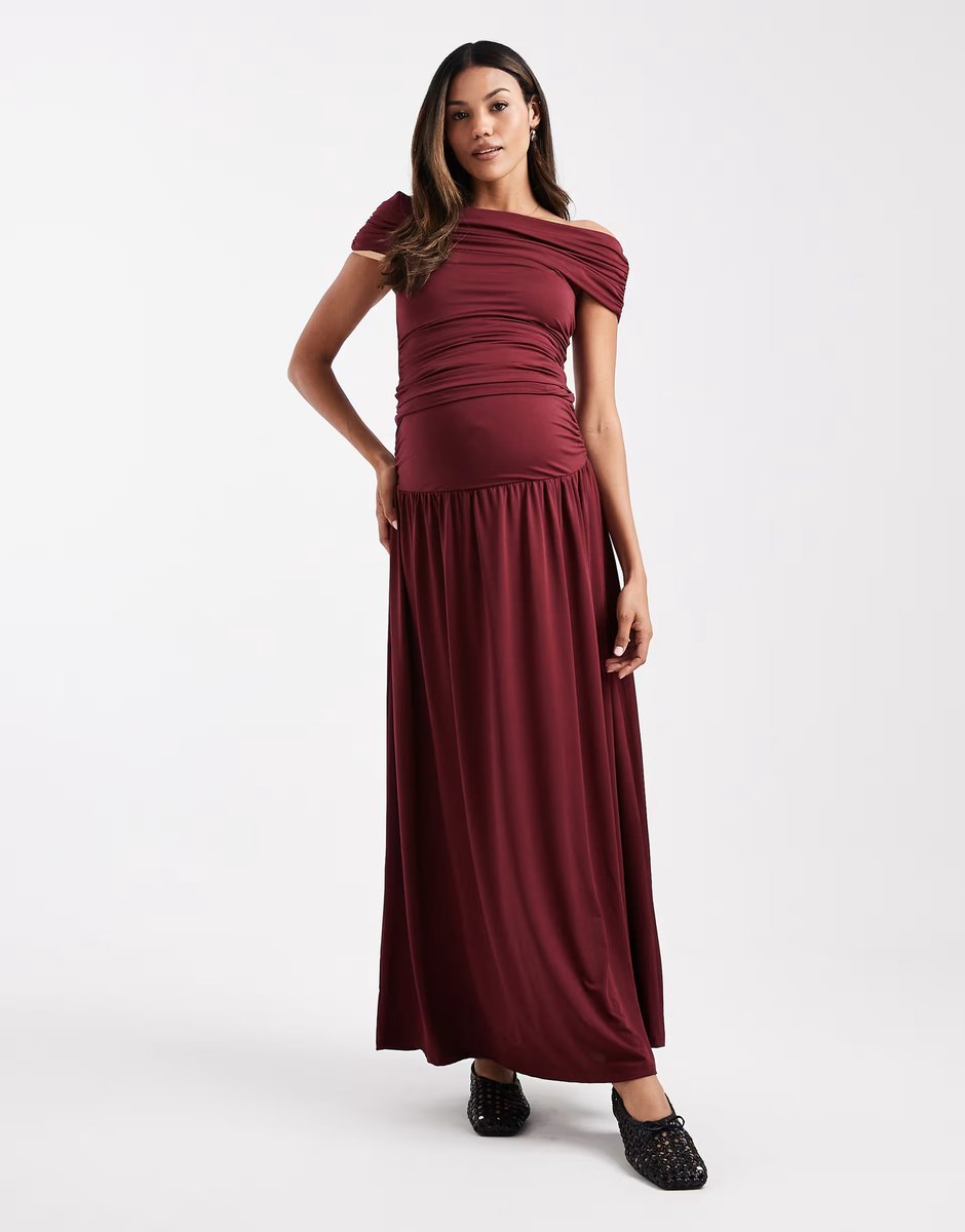 ASOS ASOS DESIGN Maternity co-ord ruched in burgundy - 2