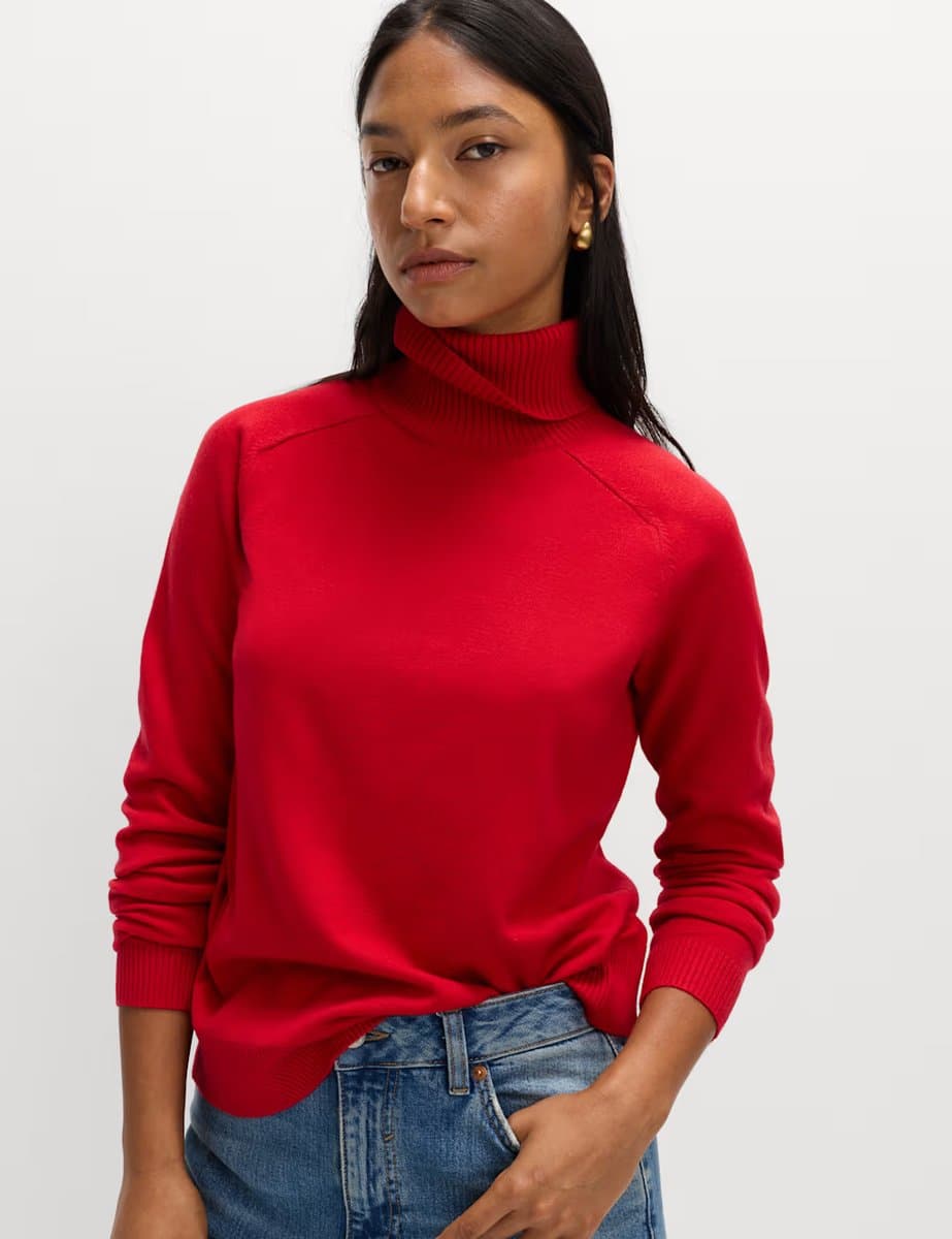Marks & Spencer M&S Roll Neck Jumper in Rouge