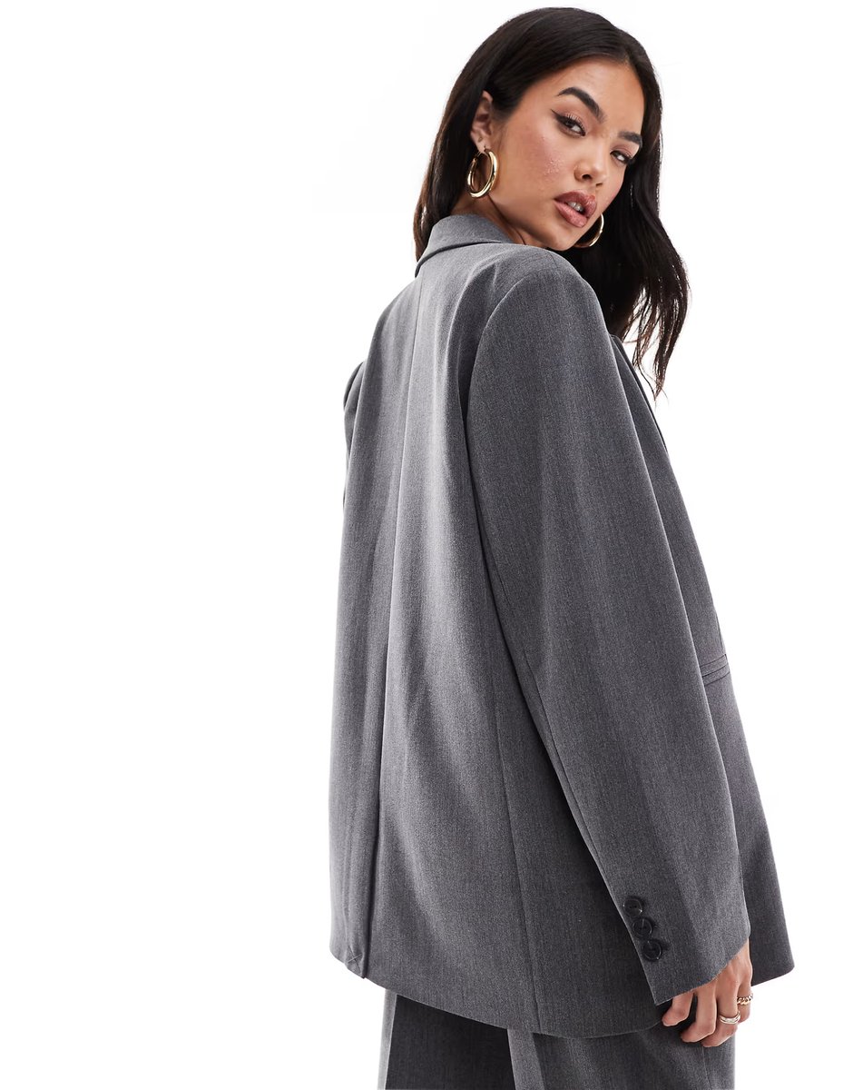 ASOS YAS tailored double breasted blazer co-ord in dark grey melange - 4