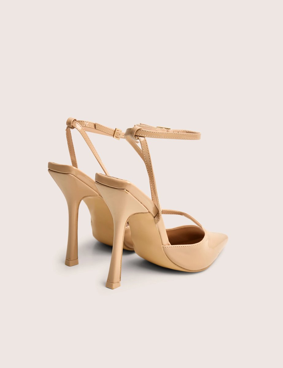 Public Desire Idol Nude Patent Buckle Strappy Detail Stiletto Court High Heels - 3