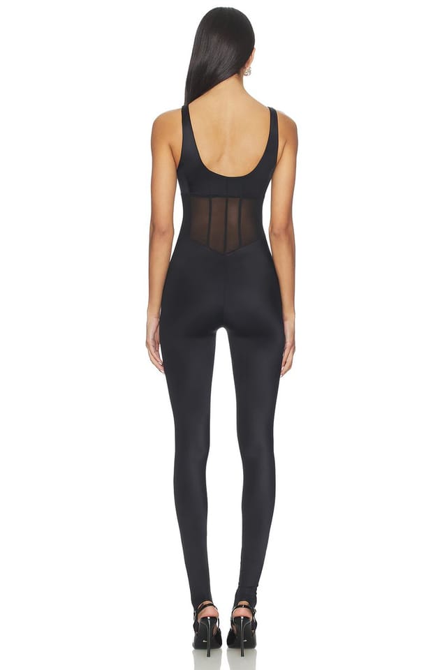 revolve Spandex Sheer Panel Jumpsuit - 3
