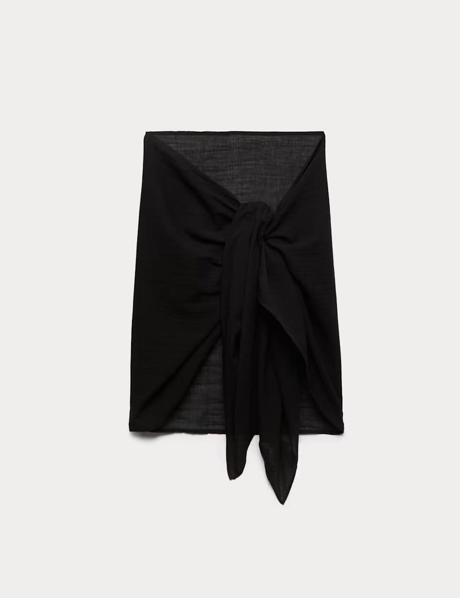 Marks & Spencer M&S Pure Cotton Mini Sarong Black - 1