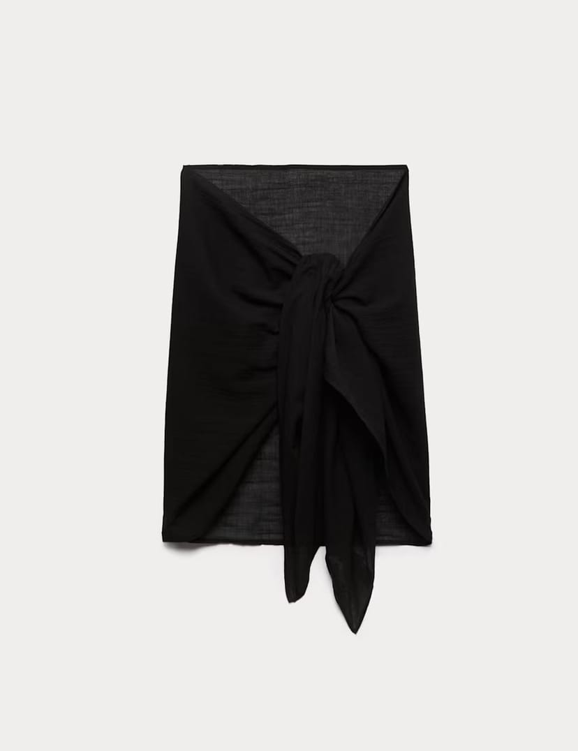 Marks & Spencer M&S Pure Cotton Mini Sarong Black - 1