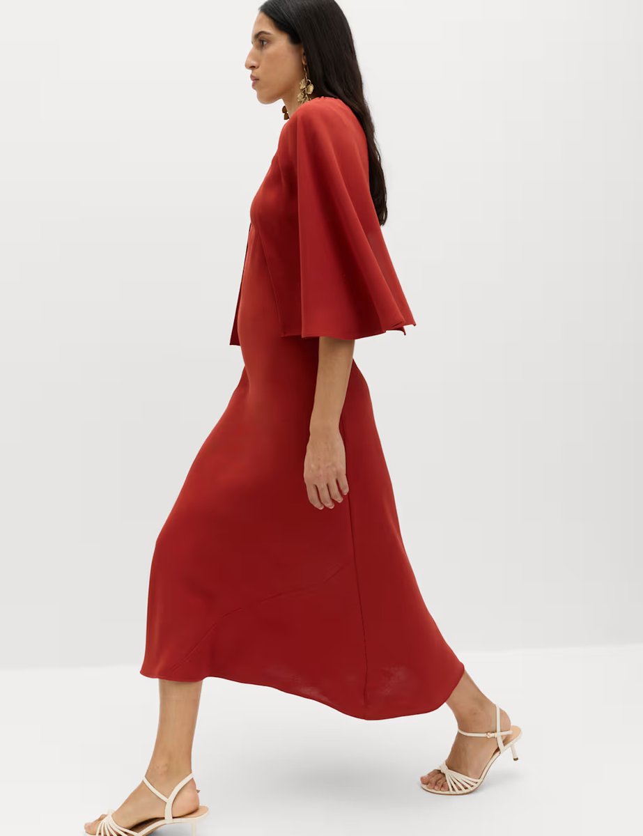 Marks & Spencer M&S Cape Detail Midaxi Column Dress Paprika - 2