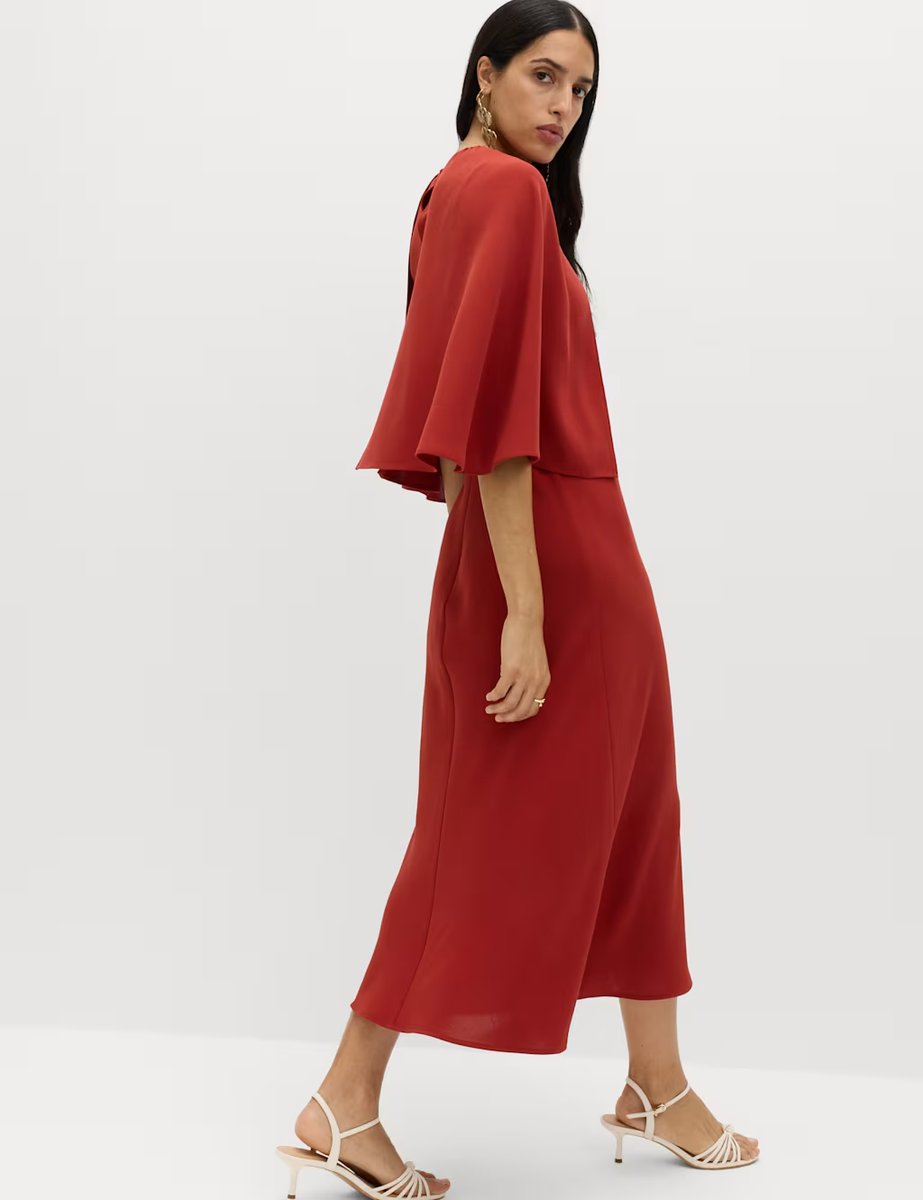 Marks & Spencer M&S Cape Detail Midaxi Column Dress Paprika - 3