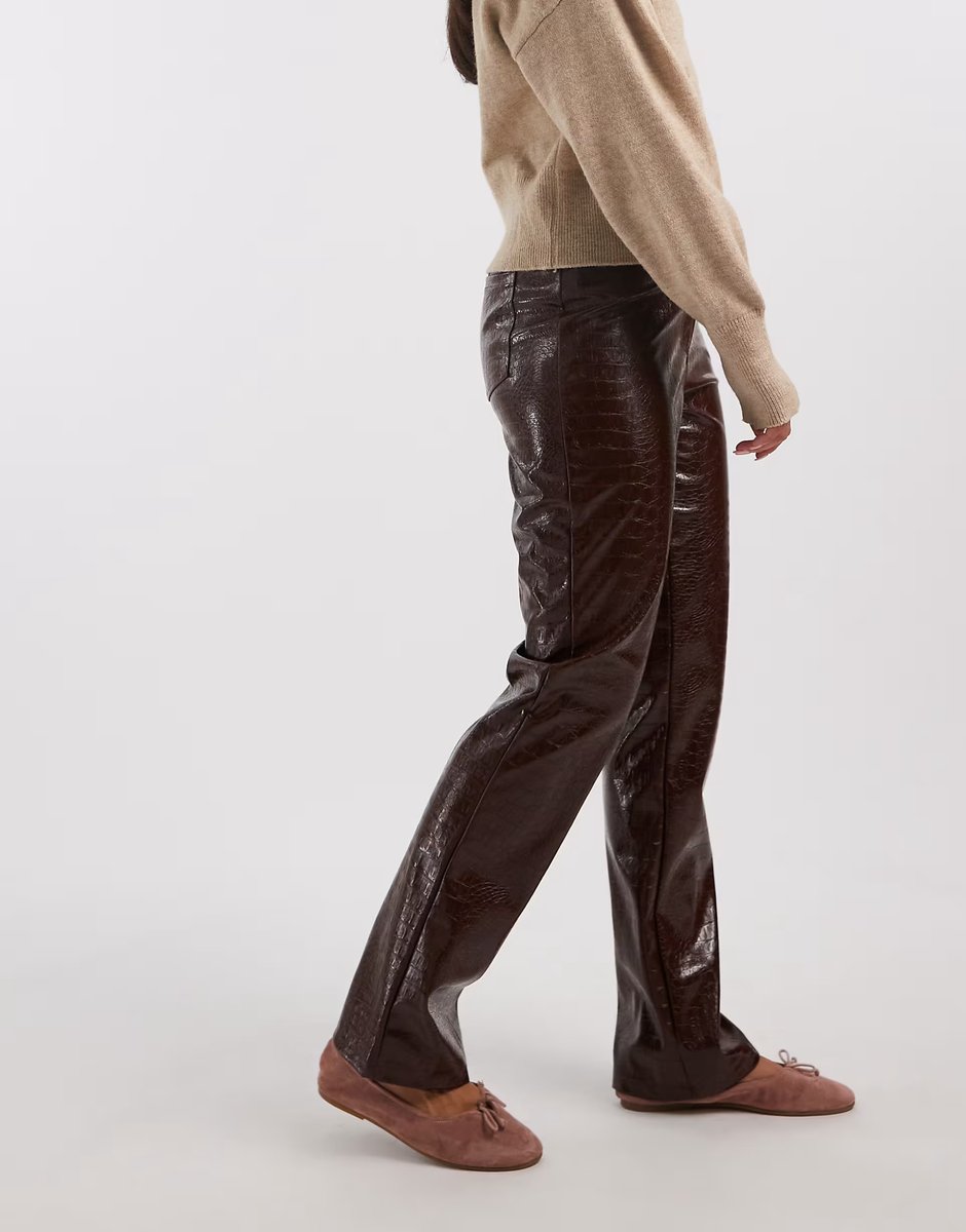 ASOS Miss Selfridge faux leather croc trouser - 3