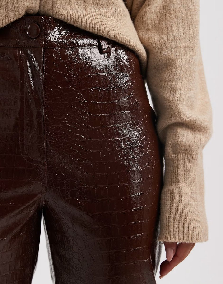 ASOS Miss Selfridge faux leather croc trouser - 4